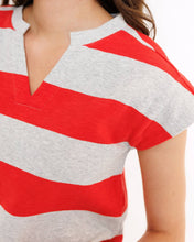 Load image into Gallery viewer, Grey & Red Striped Top