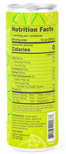 Load image into Gallery viewer, Nutrition Facts of the Ginger Lime Caffeinated Sparkling Water.