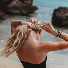 Load image into Gallery viewer, "Connect" Black and Cream with Gold Accent Hair Tie Bracelets: Medium