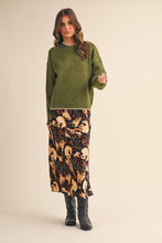 Load image into Gallery viewer, CONTRAST KNIT SCALLOPED EDGE SWEATER MSW11114: Olive / S
