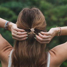 Load image into Gallery viewer, "Bloom" Maroon and Pink with Pressed Flowers Hair Tie Bracelets: Medium