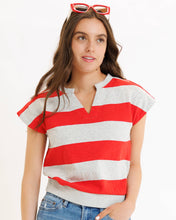 Load image into Gallery viewer, Grey & Red Striped Top