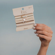 Load image into Gallery viewer, "Glimmer" Soft Pinks with Pearl and Gold Accent Hair Tie Bracelets: Medium