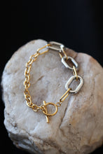 Load image into Gallery viewer, Two Tone Daphne Bracelet – 18K Gold Plated Stainless Steel Mixed Metal Toggle Bracelet
