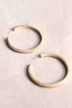 Load image into Gallery viewer, Amelia Hoop Earrings.  Crafted from mahogany wood and stainless steel ear wires.