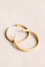 Load image into Gallery viewer, Close up shot of Amelia Hoop Earrings. Long lasting mahogany wood made in Haiti.