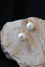 Load image into Gallery viewer, Gold Pearl Stud Earrings – 18K Gold Plated Stainless Steel Waterproof Pearl Earrings