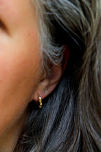 Load image into Gallery viewer, Mika Gold Bamboo Hoop Earrings | 18K Gold Plated Stainless Steel CZ Huggie Hoops | Waterproof & Hypoallergenic