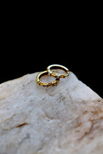 Load image into Gallery viewer, Mika Gold Bamboo Hoop Earrings | 18K Gold Plated Stainless Steel CZ Huggie Hoops | Waterproof & Hypoallergenic