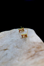 Load image into Gallery viewer, Blush Emerald Cut Stud Earrings | 18K Gold Plated Stainless Steel Crystal Studs | Waterproof & Hypoallergenic