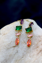 Load image into Gallery viewer, Gemma Multicolor Crystal Drop Earrings | 18K Gold Plated Statement Earrings | Colorful Gemstone Earrings