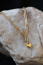 Load image into Gallery viewer, Dainty Gold Heart Locket Necklace – 18K Gold Plated Stainless Steel Paperclip Chain