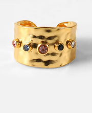 Load image into Gallery viewer, Charlotte Ring. Crafted from 18k gold-plated stainless steel, it features gemstone accents.
