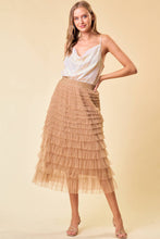 Load image into Gallery viewer, Tiered Ruffle Midi Skirt - Latte
