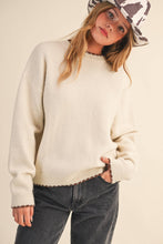 Load image into Gallery viewer, CONTRAST KNIT SCALLOPED EDGE SWEATER MSW11114: Olive / S