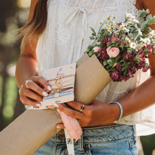 Load image into Gallery viewer, "Bloom" Maroon and Pink with Pressed Flowers Hair Tie Bracelets: Medium