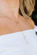 Load image into Gallery viewer, Blonde lady wearing the 3 in 1 necklace in gold.