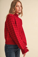 Load image into Gallery viewer, QUILTED KNIT MOCK NECK SWEATER MSW11618: Red / L
