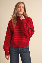Load image into Gallery viewer, QUILTED KNIT MOCK NECK SWEATER MSW11618: Red / L
