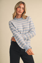 Load image into Gallery viewer, RUFFLED STRIPED SWEATER MSW11354: DESERT RED / S
