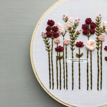 Load image into Gallery viewer, Beginner Embroidery KIT - Burgundy &amp; Blush Wildflowers
