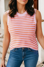 Load image into Gallery viewer, Axel Pink Striped Knit Sleeveless Casual Sweater Top

