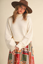 Load image into Gallery viewer, QUILTED KNIT MOCK NECK SWEATER MSW11618: Red / L
