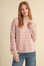 Load image into Gallery viewer, RUFFLED STRIPED SWEATER MSW11354: DESERT RED / S

