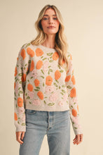 Load image into Gallery viewer, FUZZY TEXTURE FLORAL KNIT SWEATER MSW11564: MOSS VIOLET MULTI / L
