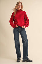 Load image into Gallery viewer, QUILTED KNIT MOCK NECK SWEATER MSW11618: Red / L
