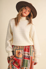 Load image into Gallery viewer, QUILTED KNIT MOCK NECK SWEATER MSW11618: Red / L
