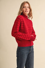 Load image into Gallery viewer, QUILTED KNIT MOCK NECK SWEATER MSW11618: Red / L
