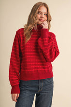 Load image into Gallery viewer, QUILTED KNIT MOCK NECK SWEATER MSW11618: Red / L
