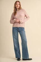 Load image into Gallery viewer, RUFFLED STRIPED SWEATER MSW11354: DESERT RED / S
