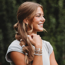 Load image into Gallery viewer, "Glimmer" Soft Pinks with Pearl and Gold Accent Hair Tie Bracelets: Medium
