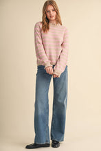 Load image into Gallery viewer, RUFFLED STRIPED SWEATER MSW11354: DESERT RED / S

