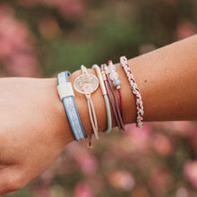 Load image into Gallery viewer, "Bloom" Maroon and Pink with Pressed Flowers Hair Tie Bracelets: Medium
