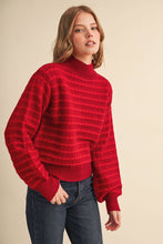 Load image into Gallery viewer, QUILTED KNIT MOCK NECK SWEATER MSW11618: Red / L
