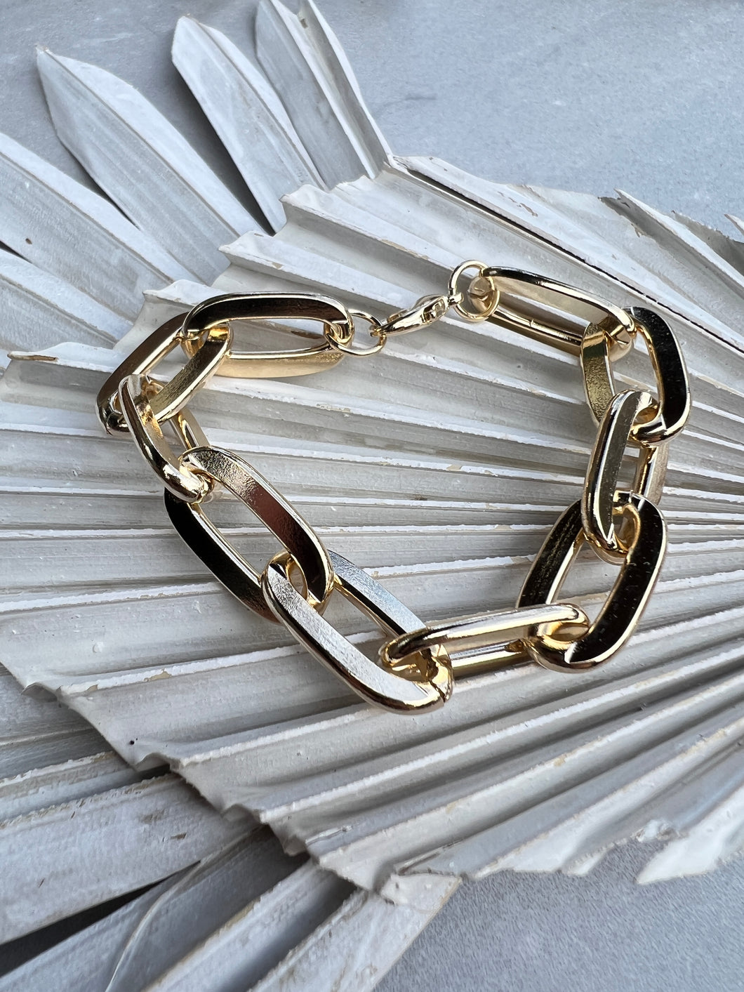 Large Paperclip Gold Link Bracelet