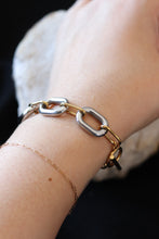 Load image into Gallery viewer, Two Tone Daphne Bracelet – 18K Gold Plated Stainless Steel Mixed Metal Toggle Bracelet
