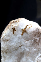 Load image into Gallery viewer, Gold Cross Huggies - Gold Plated Stainless Steel
