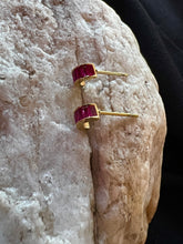 Load image into Gallery viewer, Dainty Crystal Hoop Stud-Ruby Red, Stainless Steel Gold Plated
