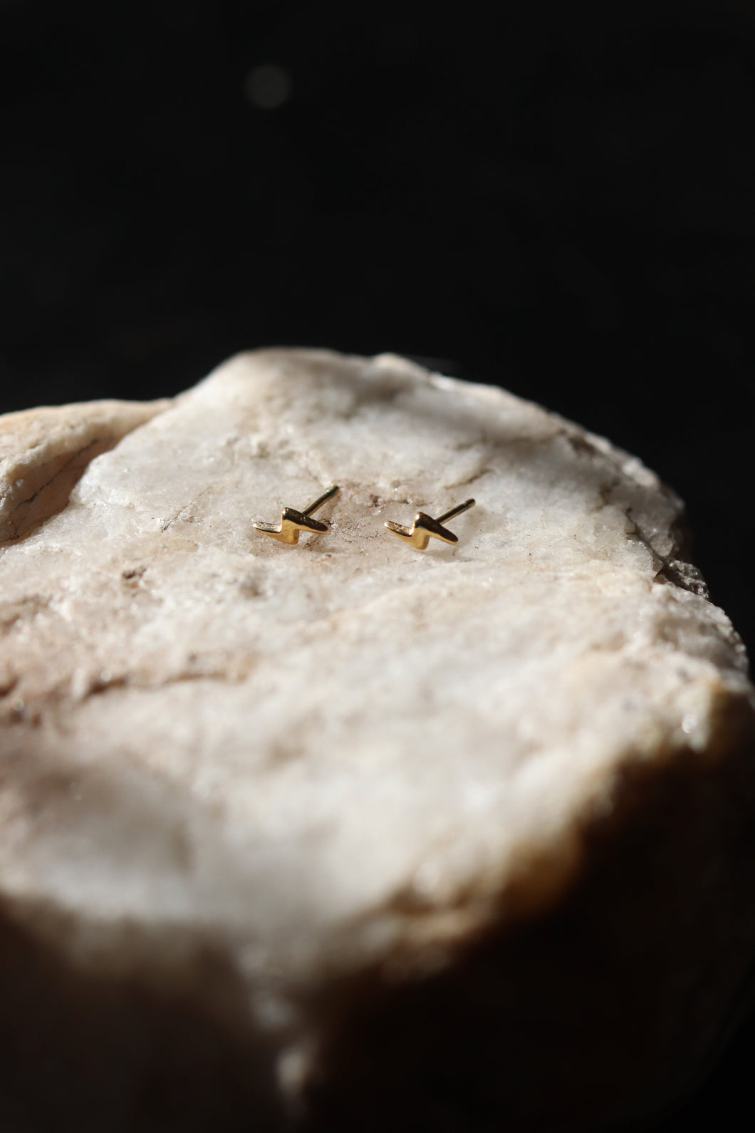Gold Lightning Bolt Studs, 18k gold plated, stainless steel