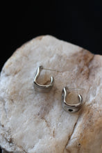 Load image into Gallery viewer, Chunky Silver Teardrop Earrings – Stainless Steel Waterproof Sculptural Statement Hoops
