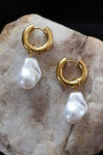 Load image into Gallery viewer, Margo 2-in-1 Pearl Hoops – 18K Gold Plated Stainless Steel Removable Freshwater Pearl Earrings
