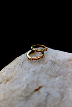 Load image into Gallery viewer, Mika Gold Bamboo Hoop Earrings | 18K Gold Plated Stainless Steel CZ Huggie Hoops | Waterproof &amp; Hypoallergenic
