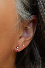 Load image into Gallery viewer, Blush Emerald Cut Stud Earrings | 18K Gold Plated Stainless Steel Crystal Studs | Waterproof &amp; Hypoallergenic
