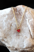 Load image into Gallery viewer, Mini Red Charm Heart Necklace - Stainless Steel, Gold Plated
