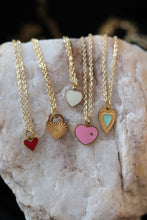 Load image into Gallery viewer, White Charm Heart Necklace - Stainless Steel, Gold Plated
