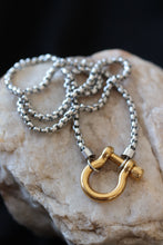 Load image into Gallery viewer, Silver Piper Two Tone Necklace – 18K Gold Plated Stainless Steel Mixed Metal Chain (18.5”)
